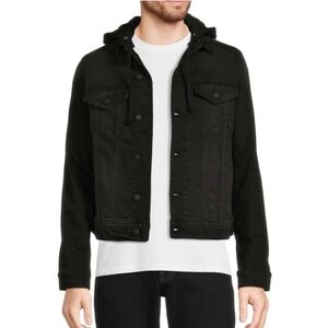 NWT Zadig & Voltaire Base Denim Hood Jacket NO HOOD Black Men's Small Stretch